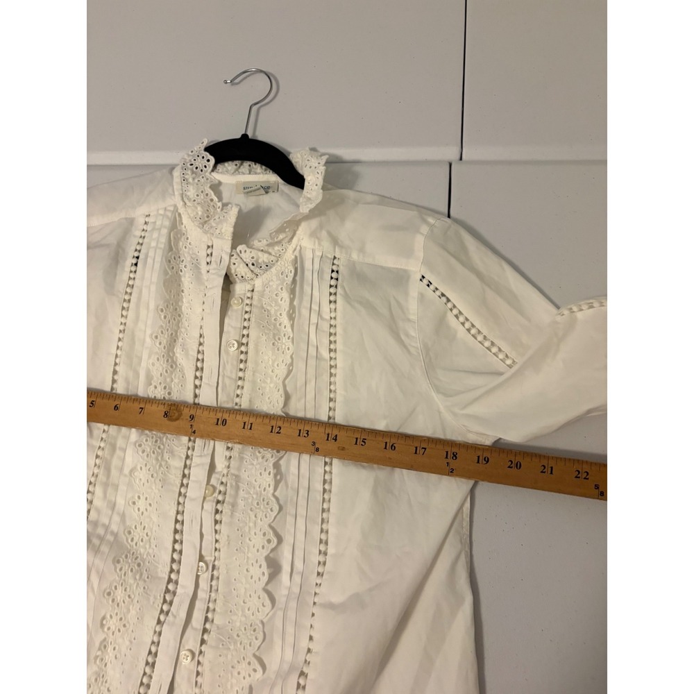 Sundance White Eyelet Lace Blouse Cotton Boho Cottagecore Prairie Top Medium zz - Picture 7 of 7